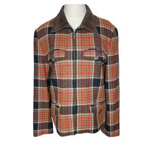 Breeches Vintage Women’s Large Plaid Jacket Lined Zip Front Pockets Wool Blend